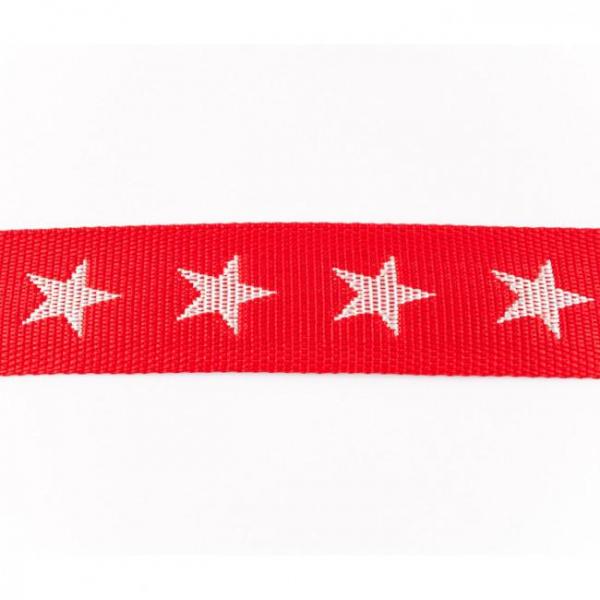 Gurtband 40 mm breit Rot mit Sternen